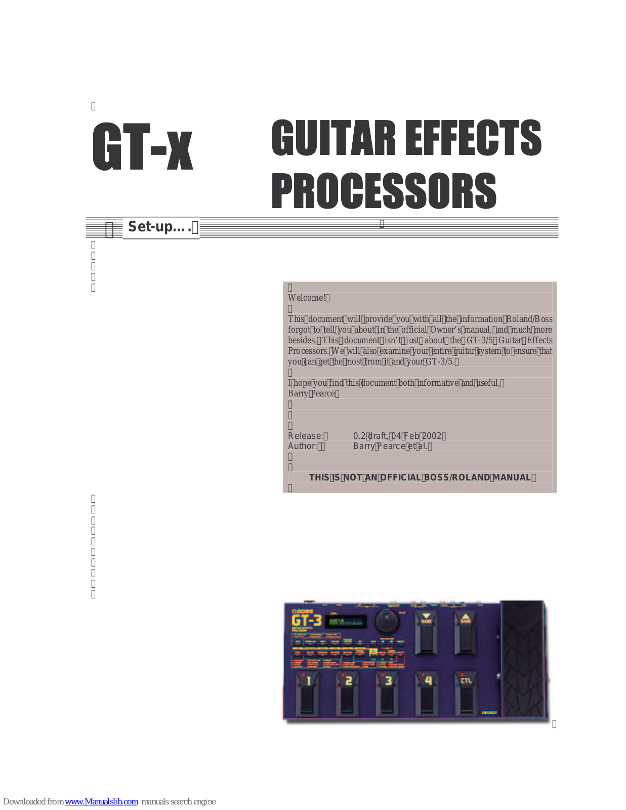 Boss GT-X Setup Manual