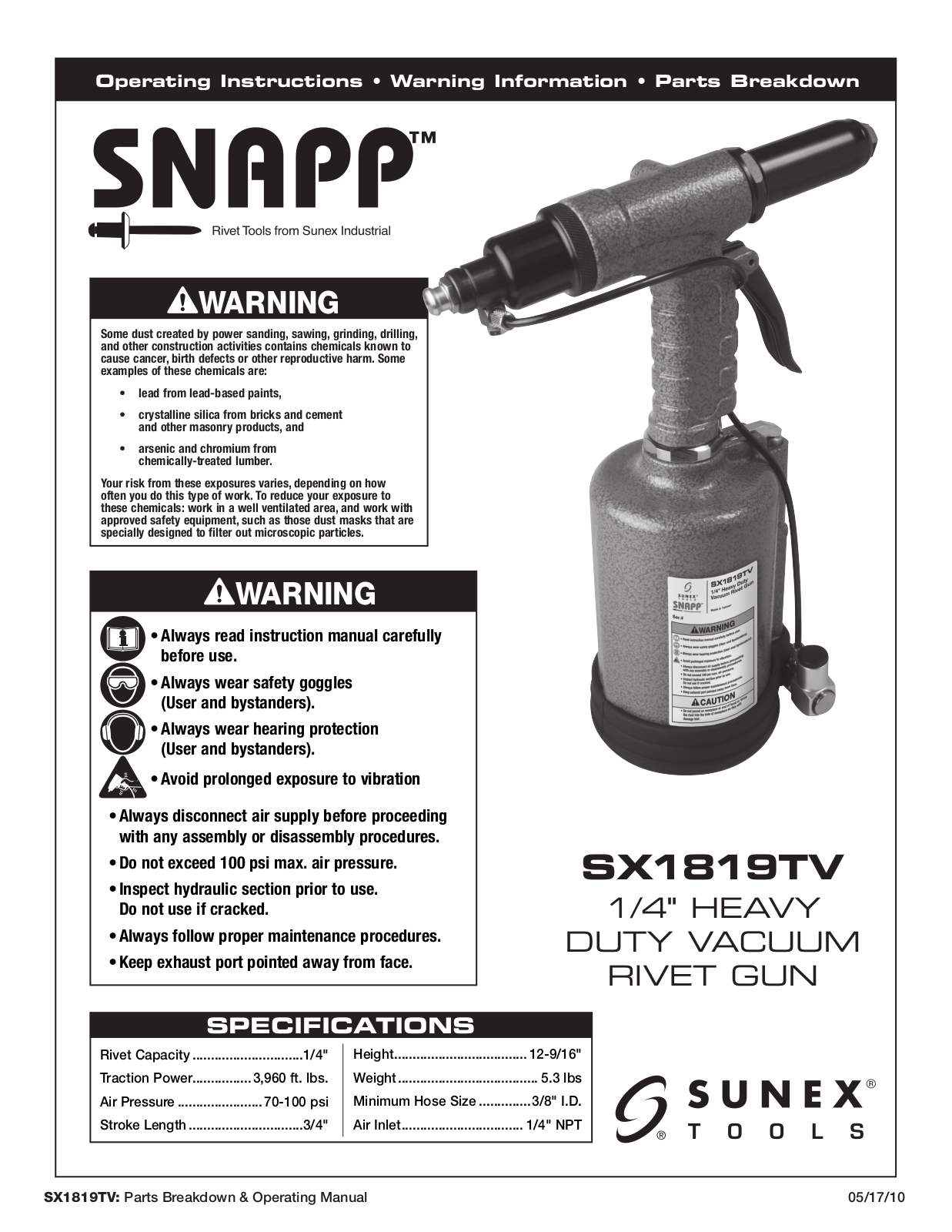 Sunex Tools SX1819TV User Manual