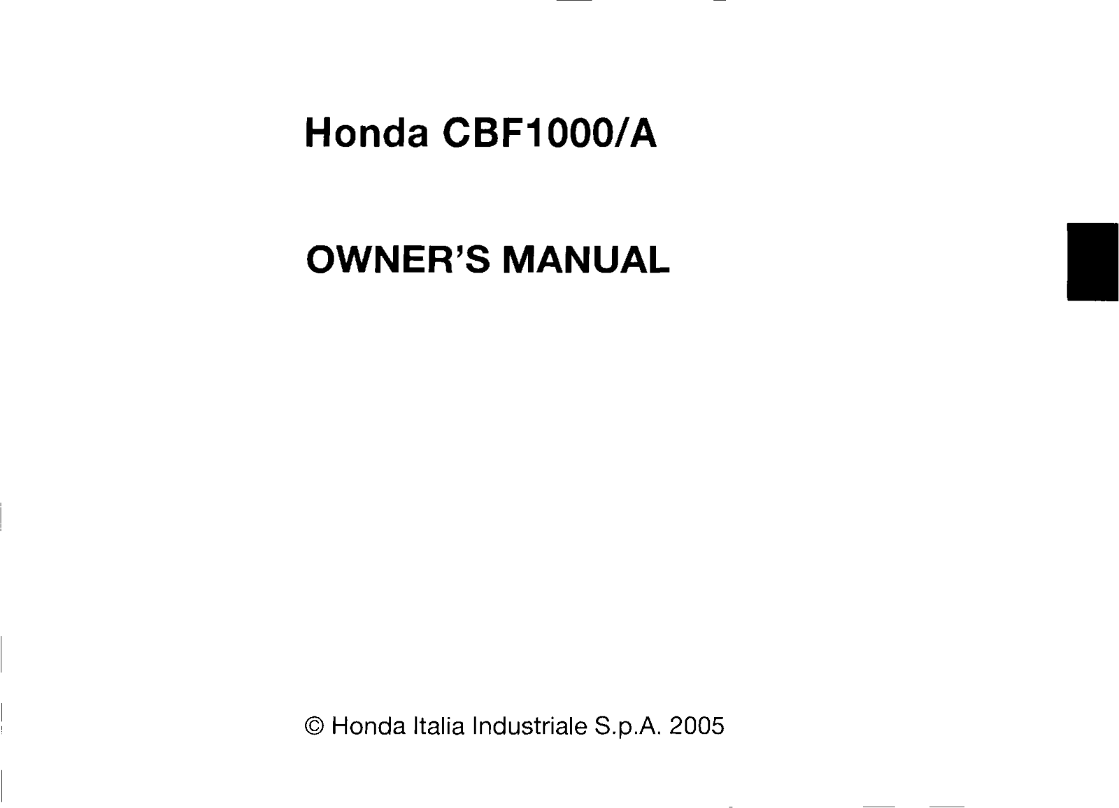HONDA CBF 1000 F User Manual