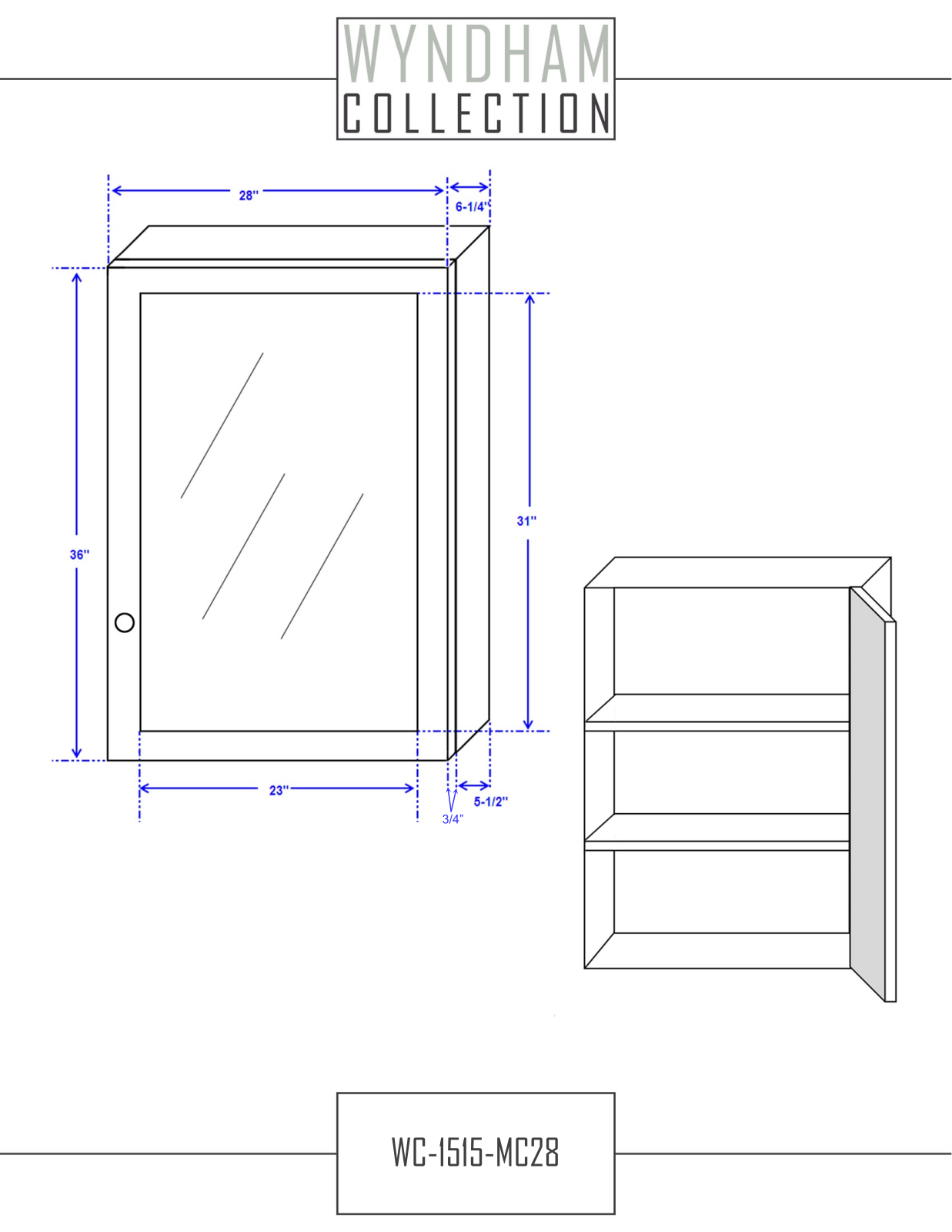 Wyndham Collection WCA151572WHIVMC Specifications