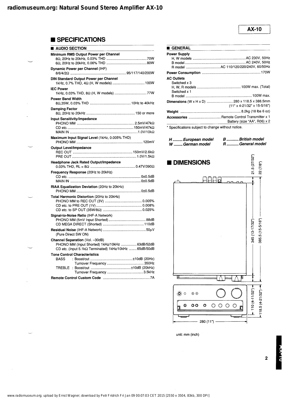 Yamaha AX-10 Schematic