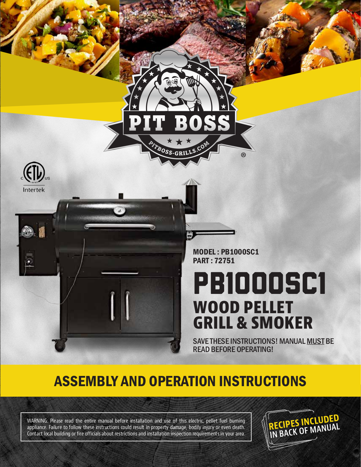 Pit boss PB1000SC1 User Manual