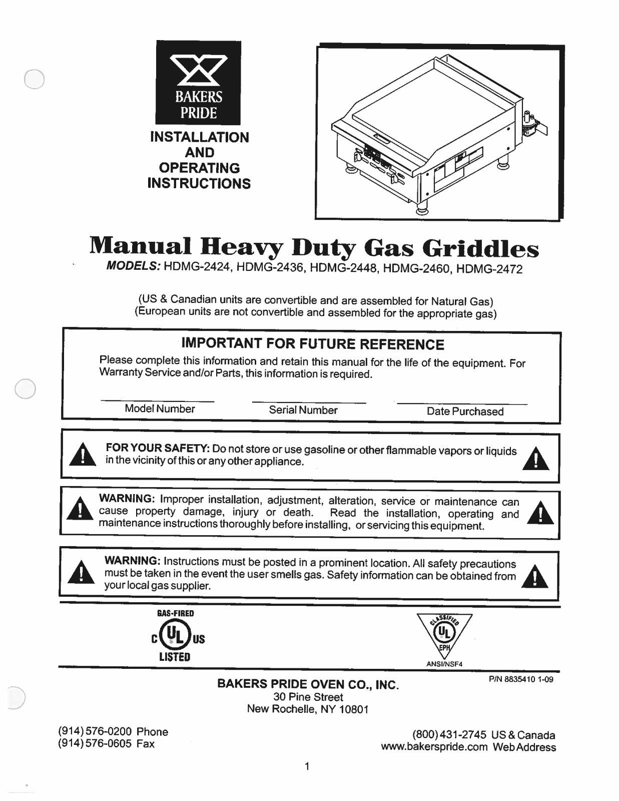 Bakers Pride HDMG-2460 User Manual