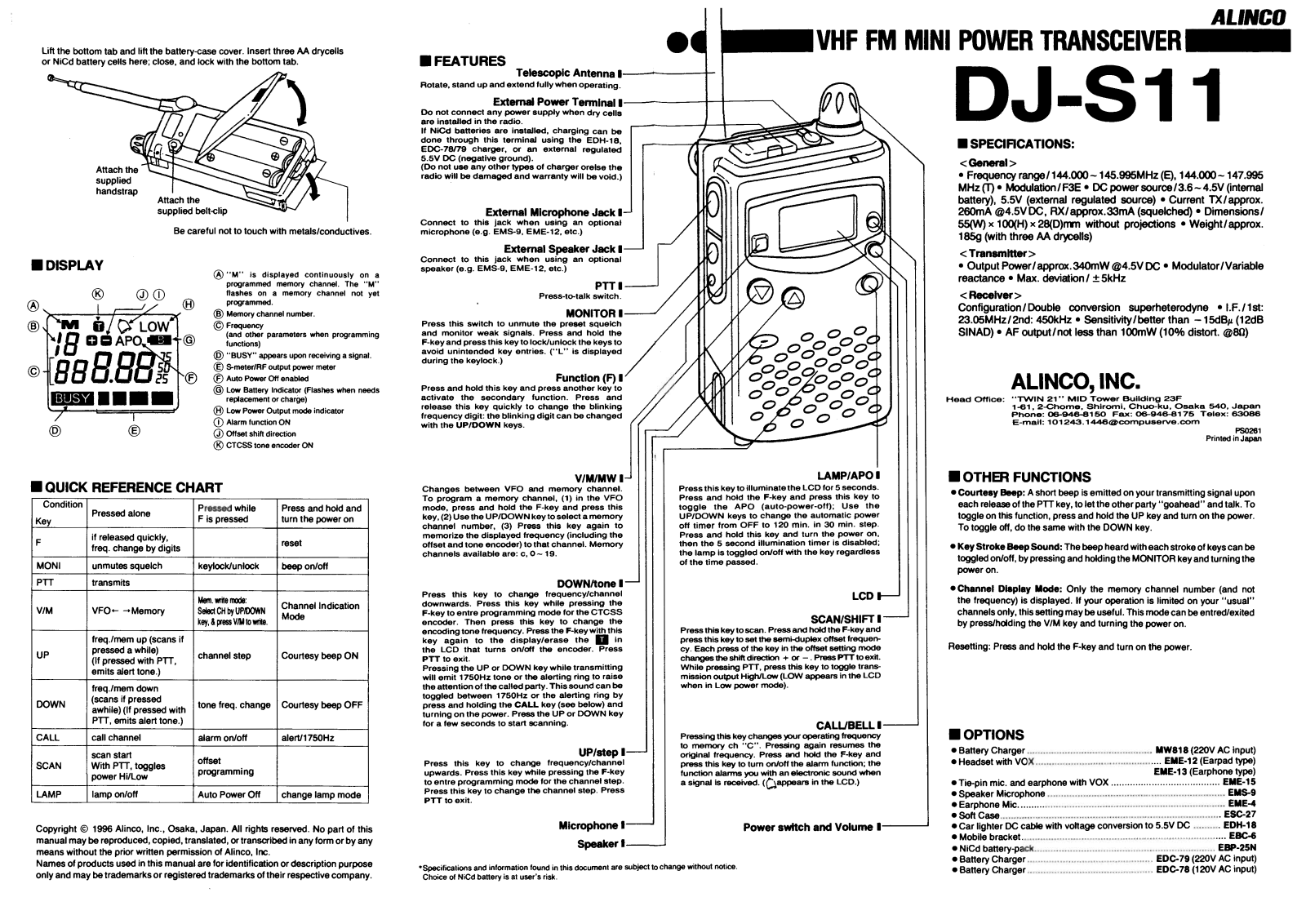 Alinco DJ-S11 Instruction Manual