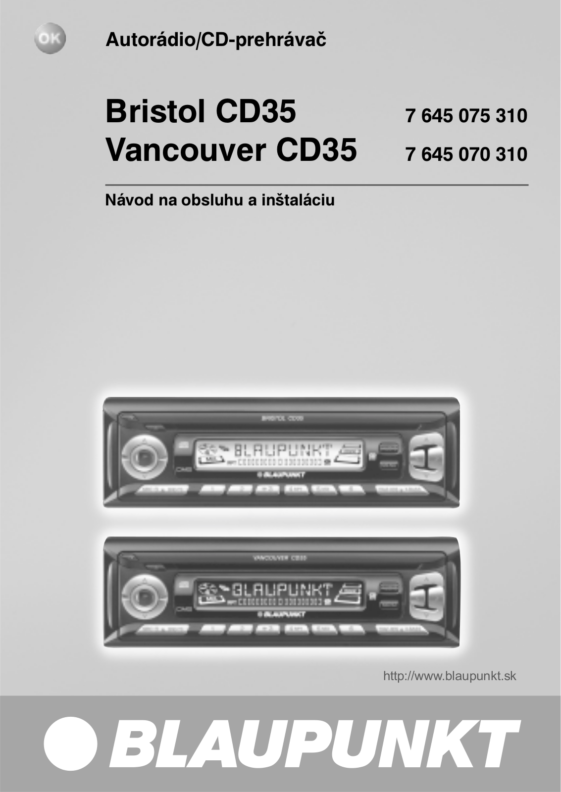 Blaupunkt VANCOUVER CD35, BRISTOL CD35 User Manual