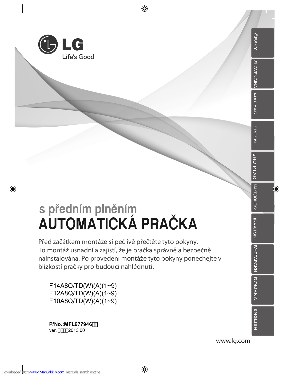 LG F14A8Q/TDWA1, F12A8Q/TDWA1, F10A8Q/TDWA1, F14A8Q/TDA1, F12A8Q/TDA1 Owner's Manual