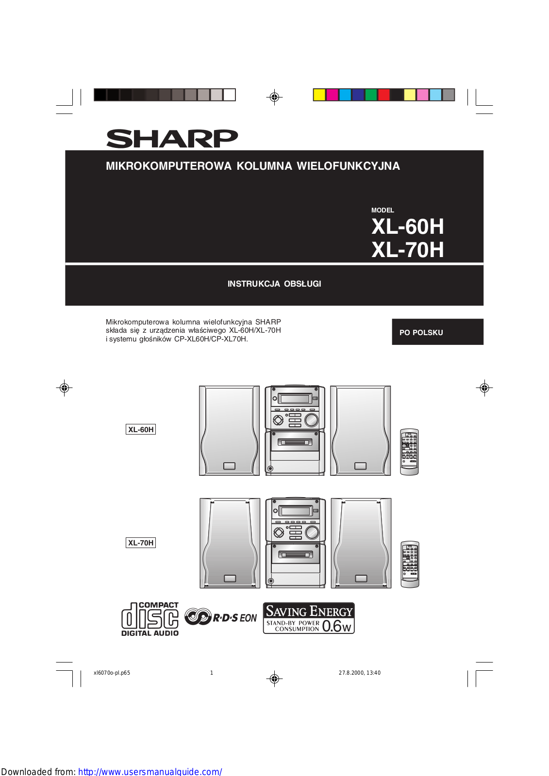 SHARP XL-60/70H User Manual