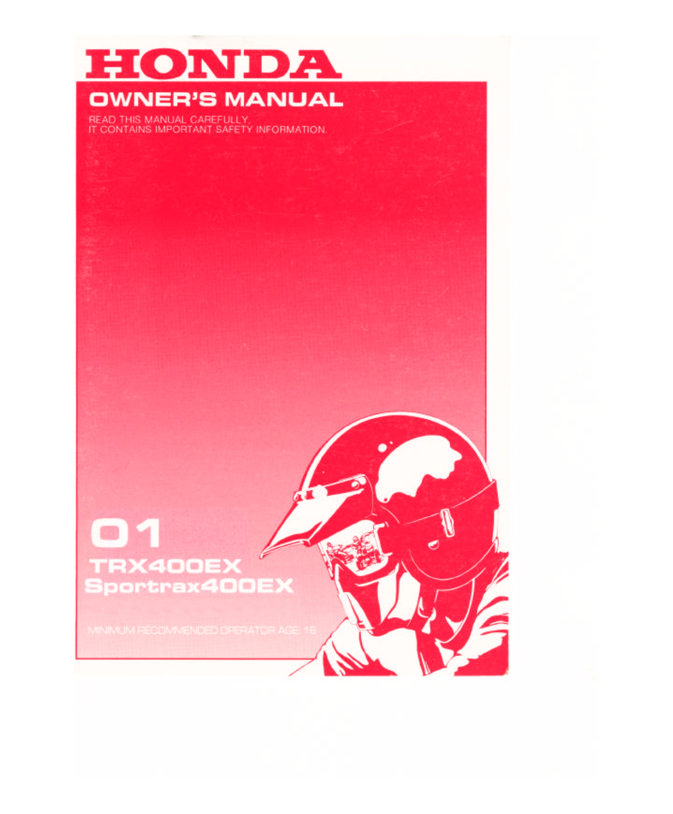 Honda TRX400EX 2001 Owner's Manual