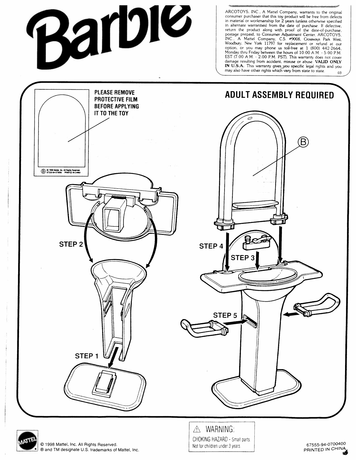 Fisher-Price 67555 Instruction Sheet