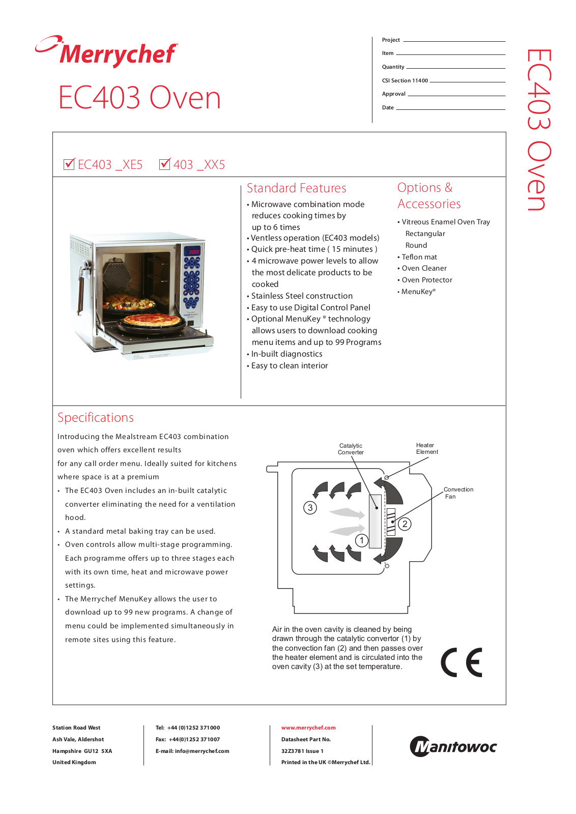 Merrychef EC403, EC403_XE5 Specifications