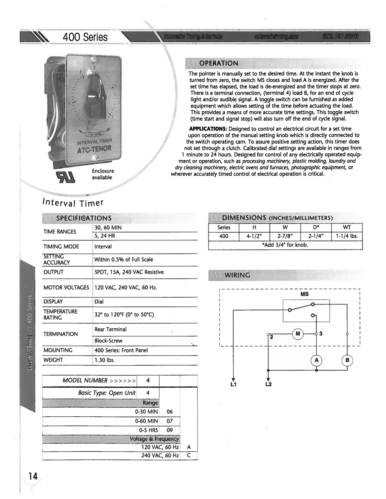 ATC-Automatic Timing & Control 400 Series Data Sheet