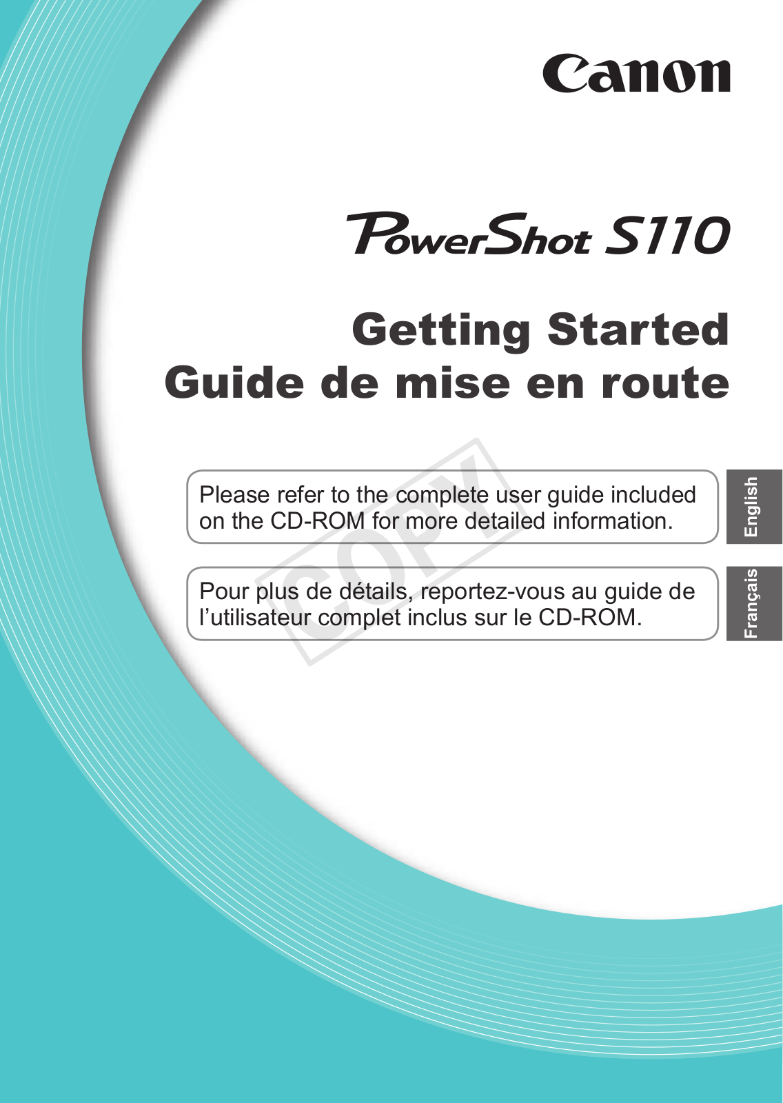 CANON S110 Guide de mise en route