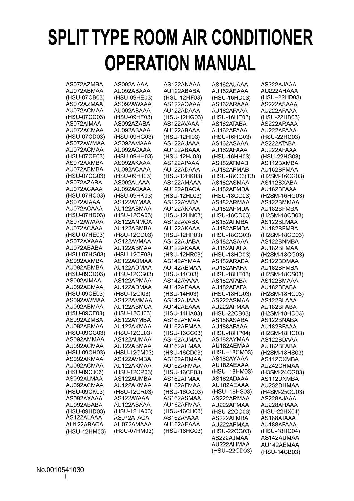 Haier HSU-12HJ03, HSU-16HG03, HSU-18HP04, HSU-12CF03, HSU-12CD03 User Manual