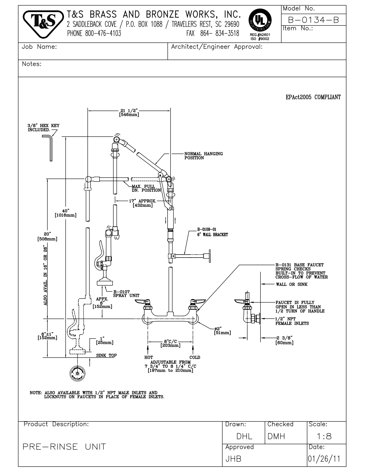 T&S Brass B-0134-B User Manual