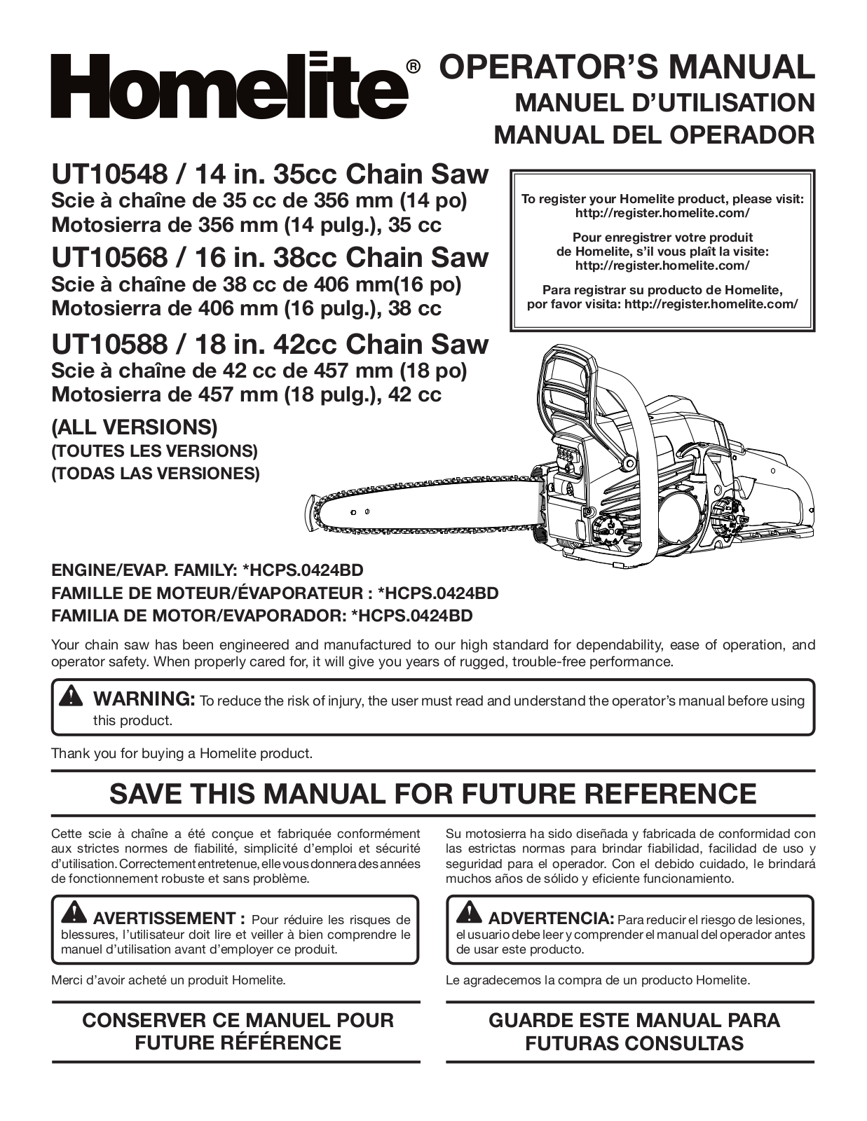 Homelite UT10680, UT10660 Owner's Manual