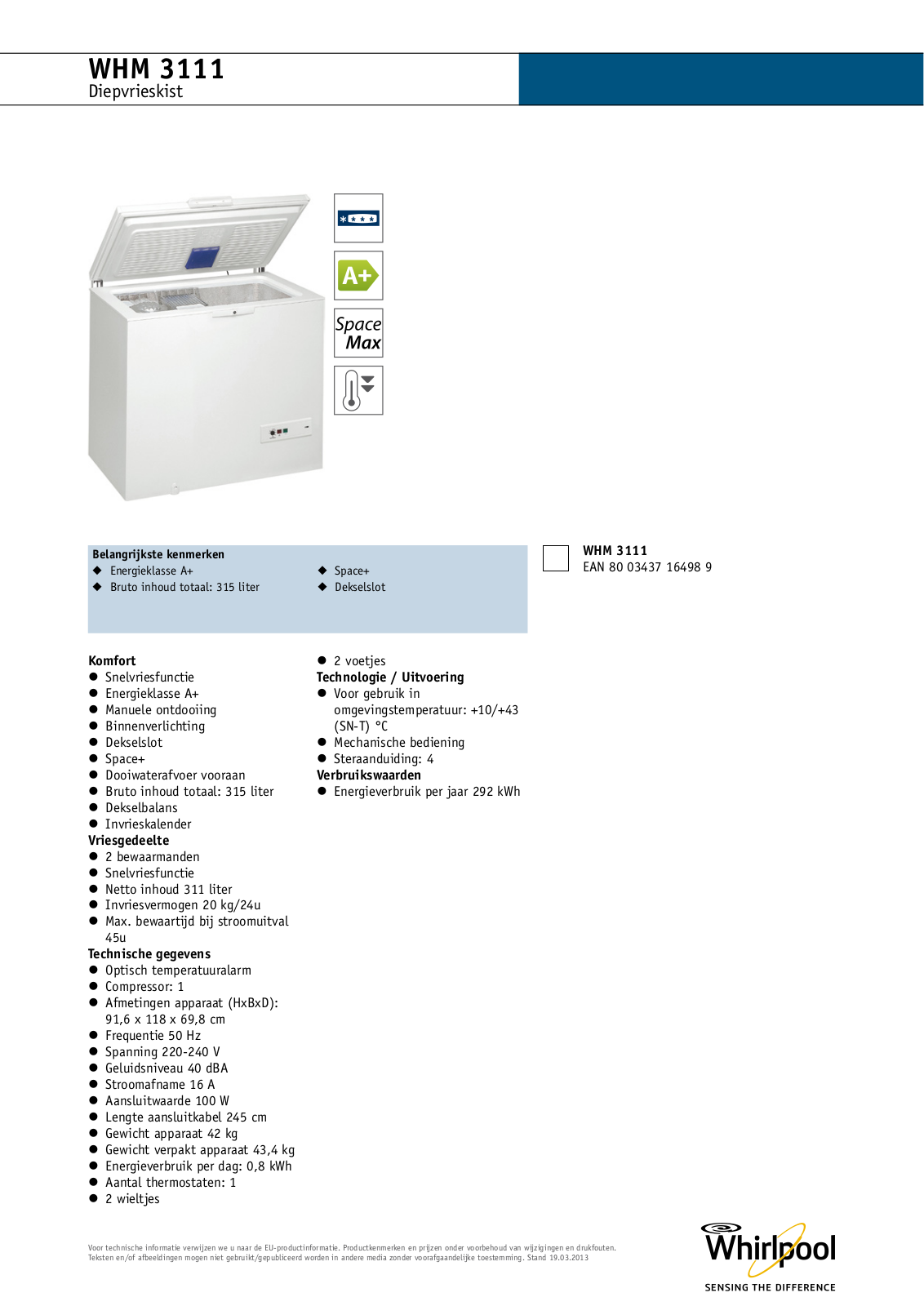 Whirlpool WHM3111 INSTRUCTION FOR USE