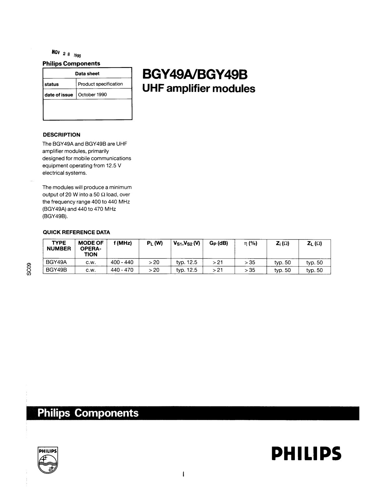 Philips BGY49A Datasheet