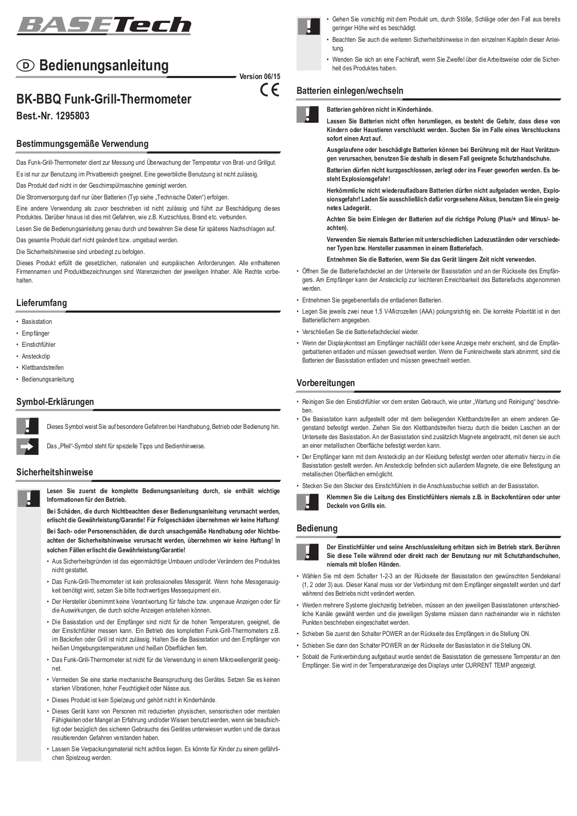 Basetech BK-BBQ User guide