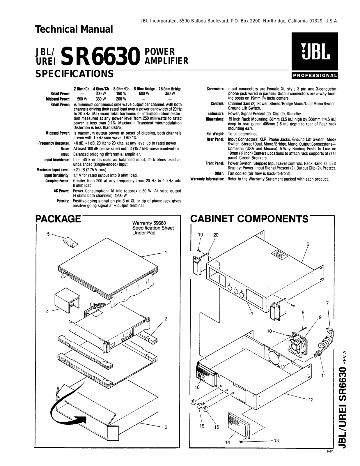 JBL SR-6630 Service manual