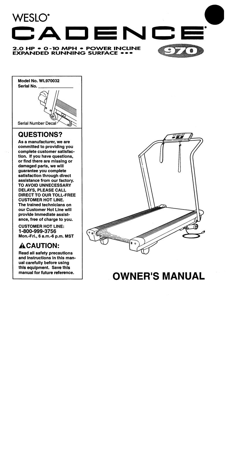 Weslo WL970032 Owner's Manual