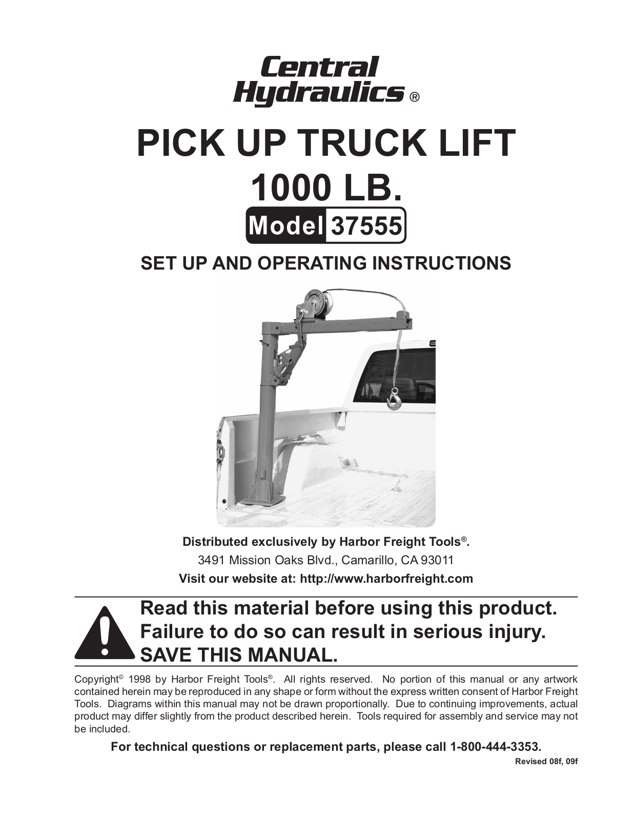 Harbor Freight Tools 37555 User Manual