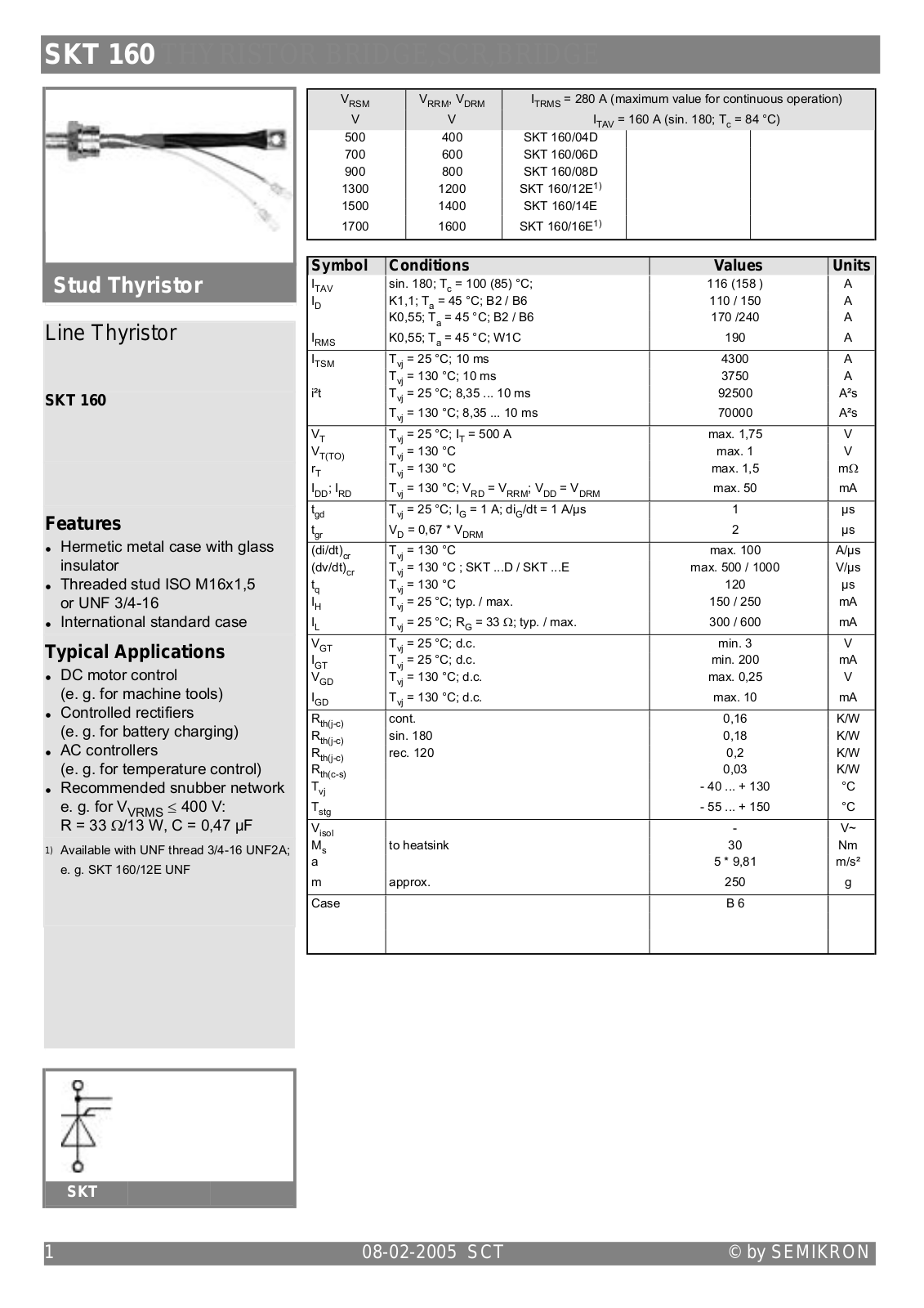 Semikron SKT160 Data Sheet