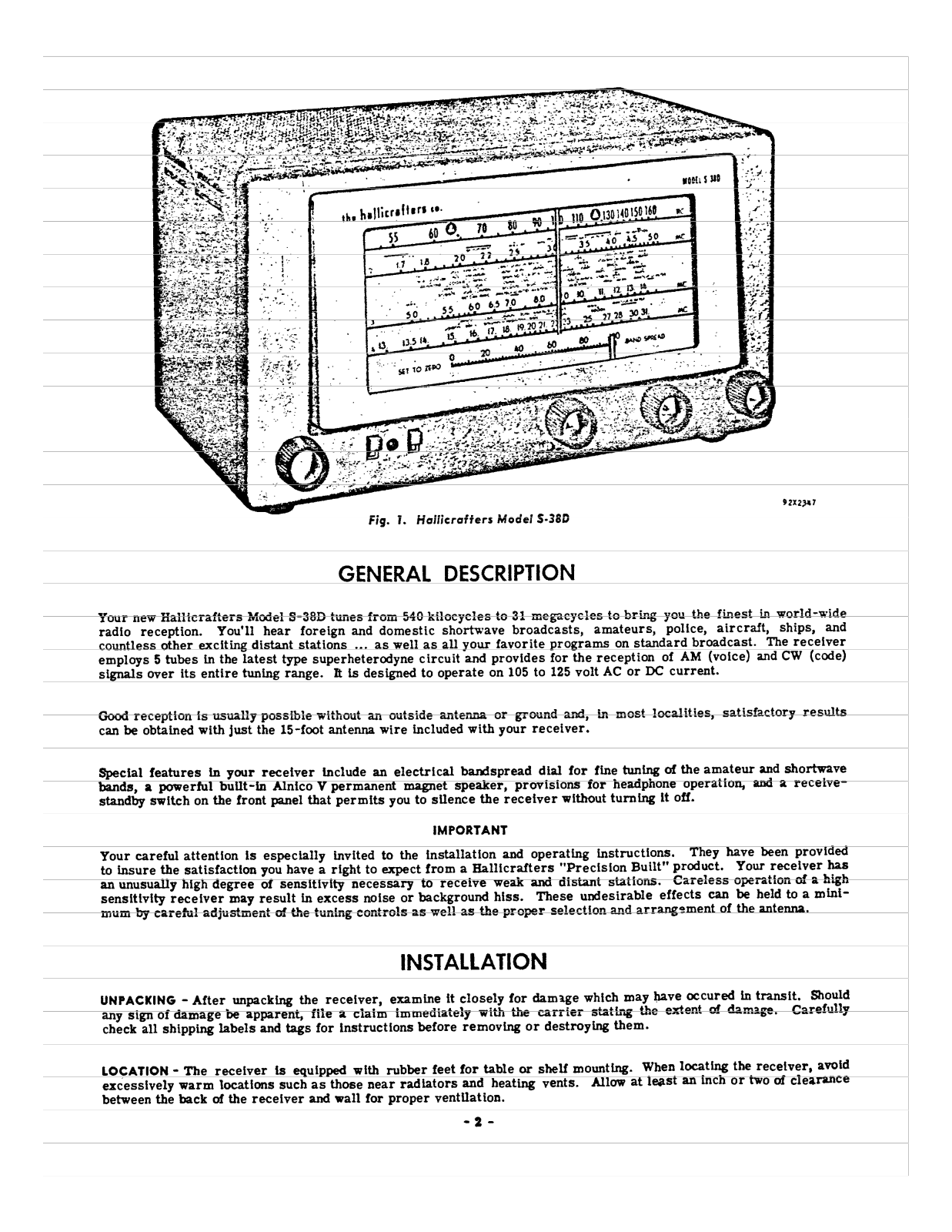 HALLICRAFTER S-38D User Manual