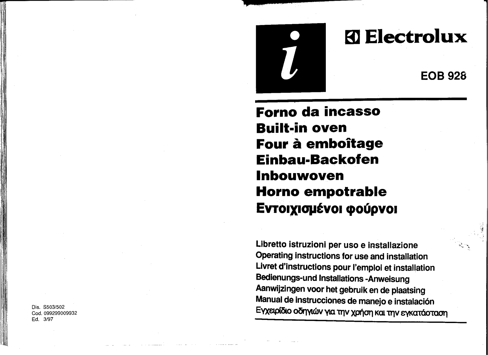 AEG EOB928X User Manual