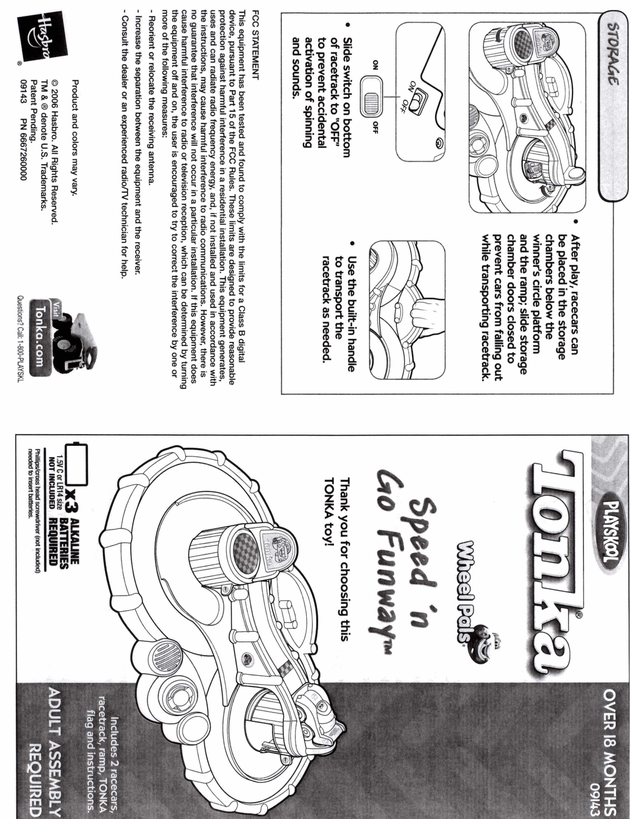 Hasbro Tonka Wheel Pals Speed N Go Funway Instruction