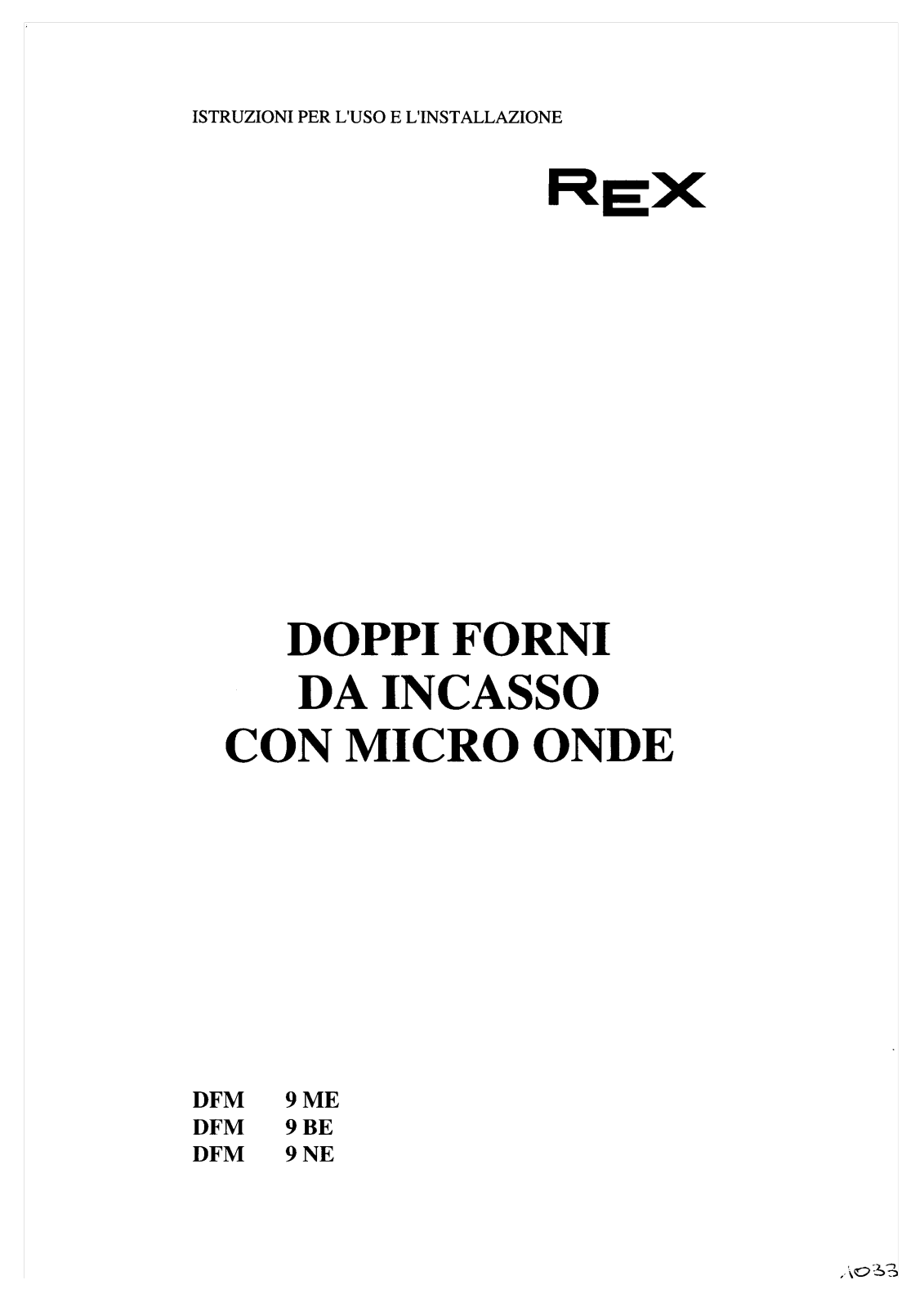 Rex DFM9BE User Manual