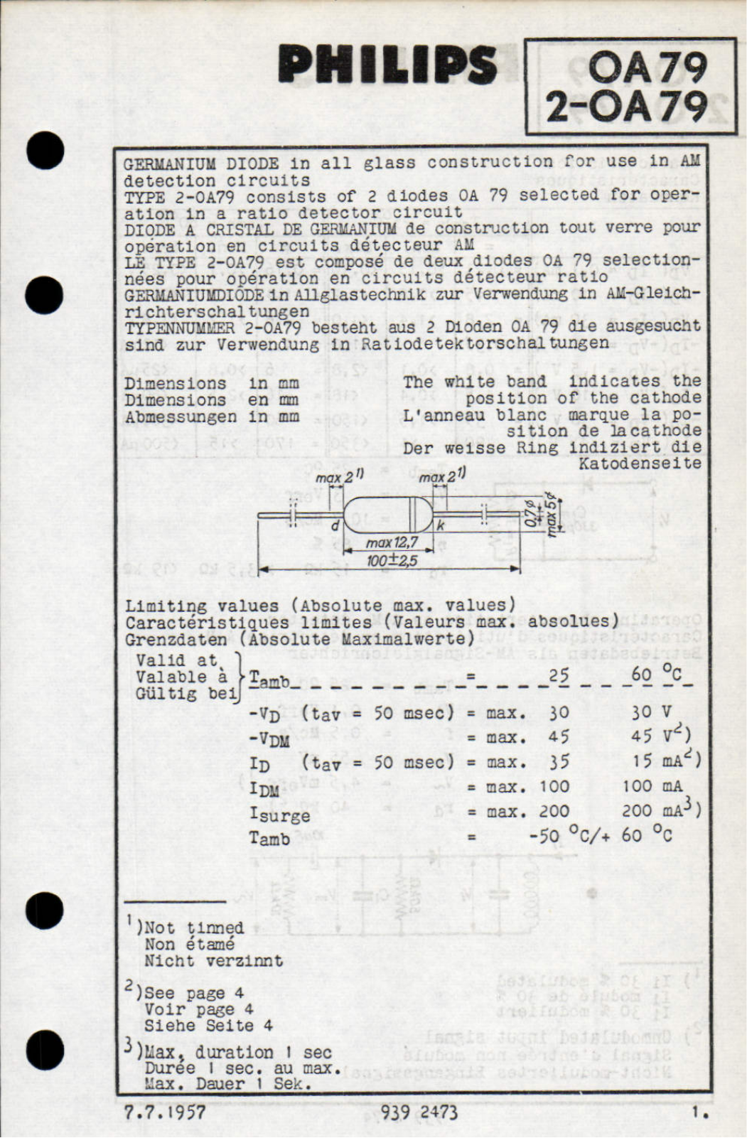 Philips oa79 DATASHEETS