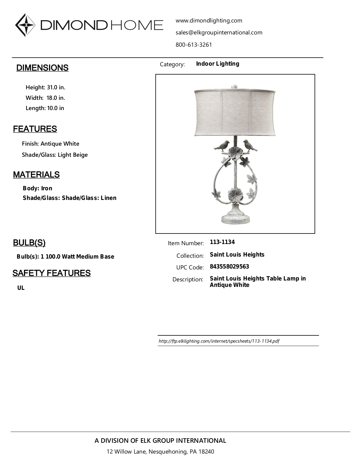 ELK Home 1131134 User Manual