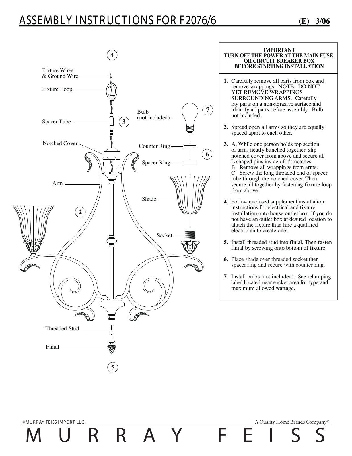 Feiss F2076 User Manual