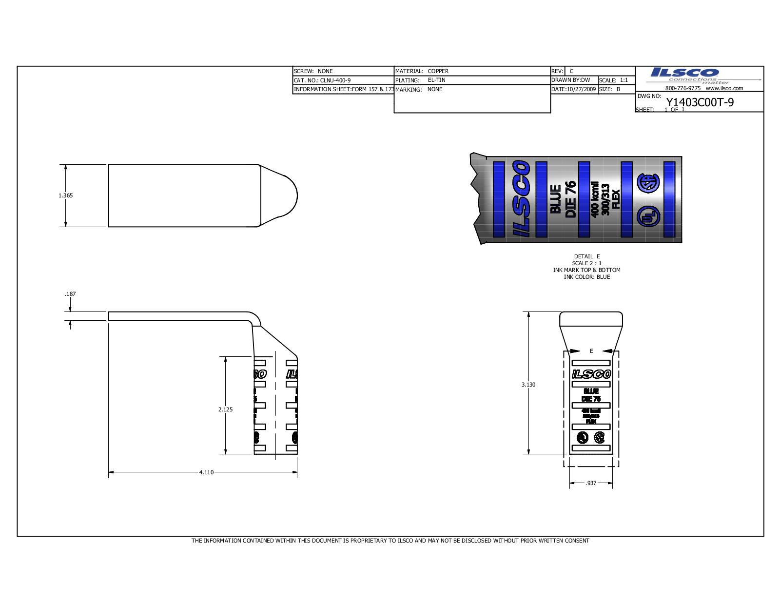 Ilsco CLNU-400-9 Data sheet