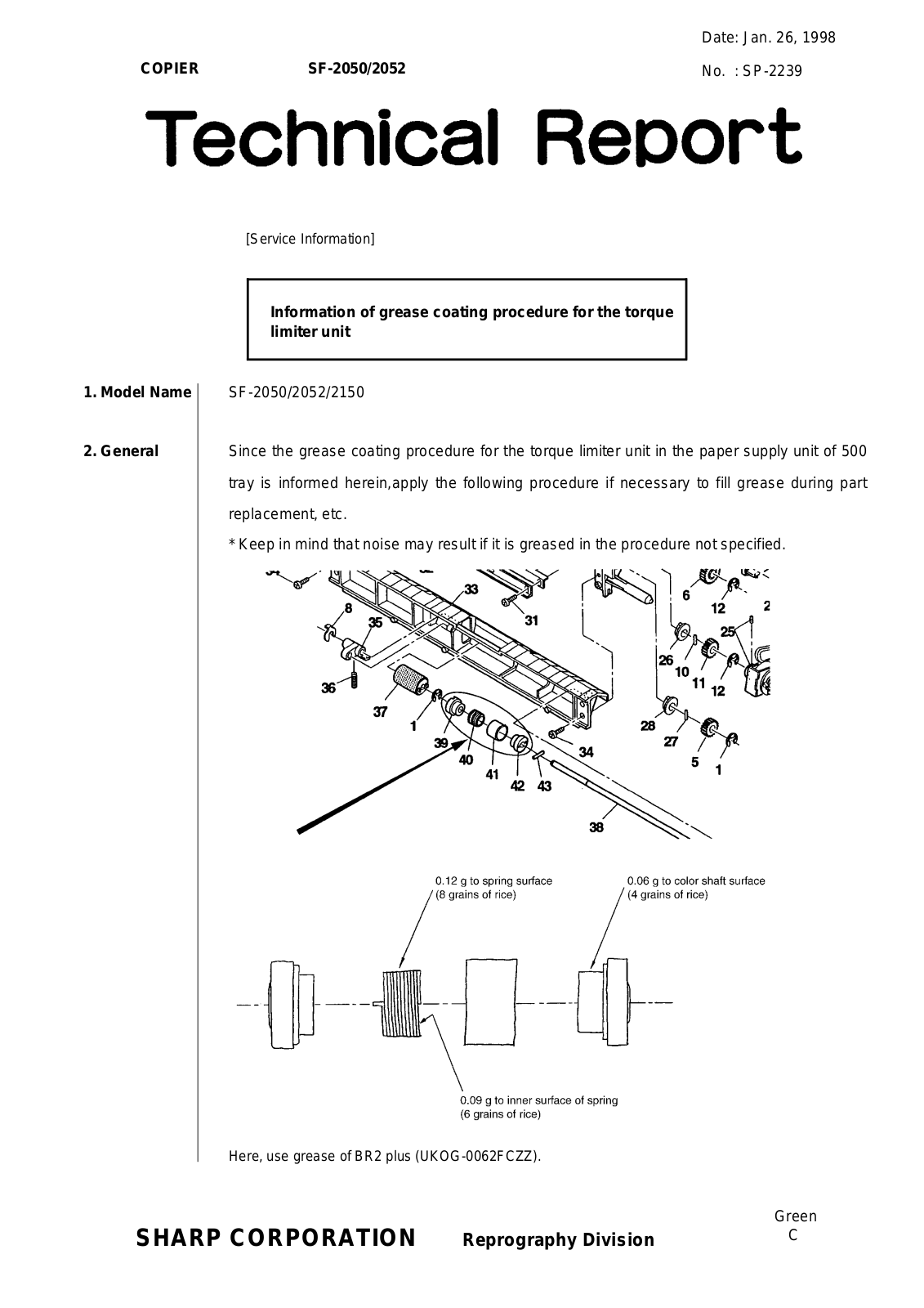 SHARP sp2239 Technical Report