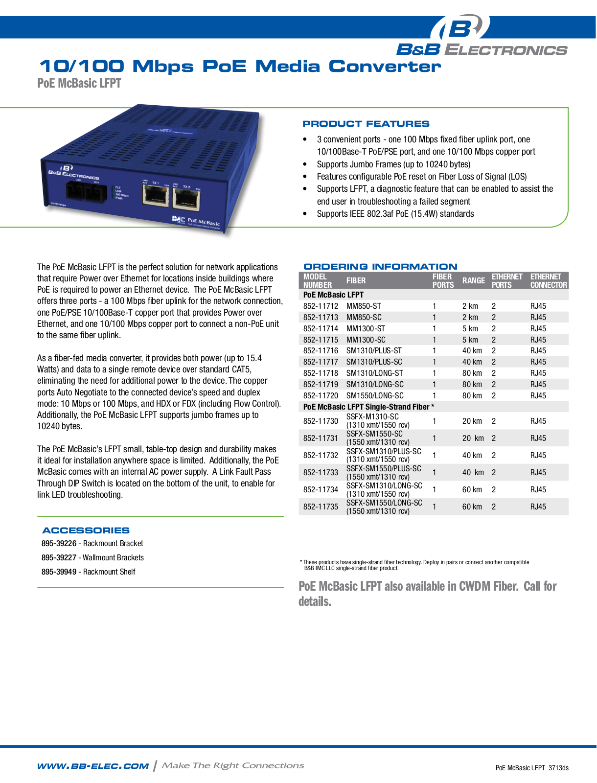 B&B Electronics 852-11730-35 Datasheet