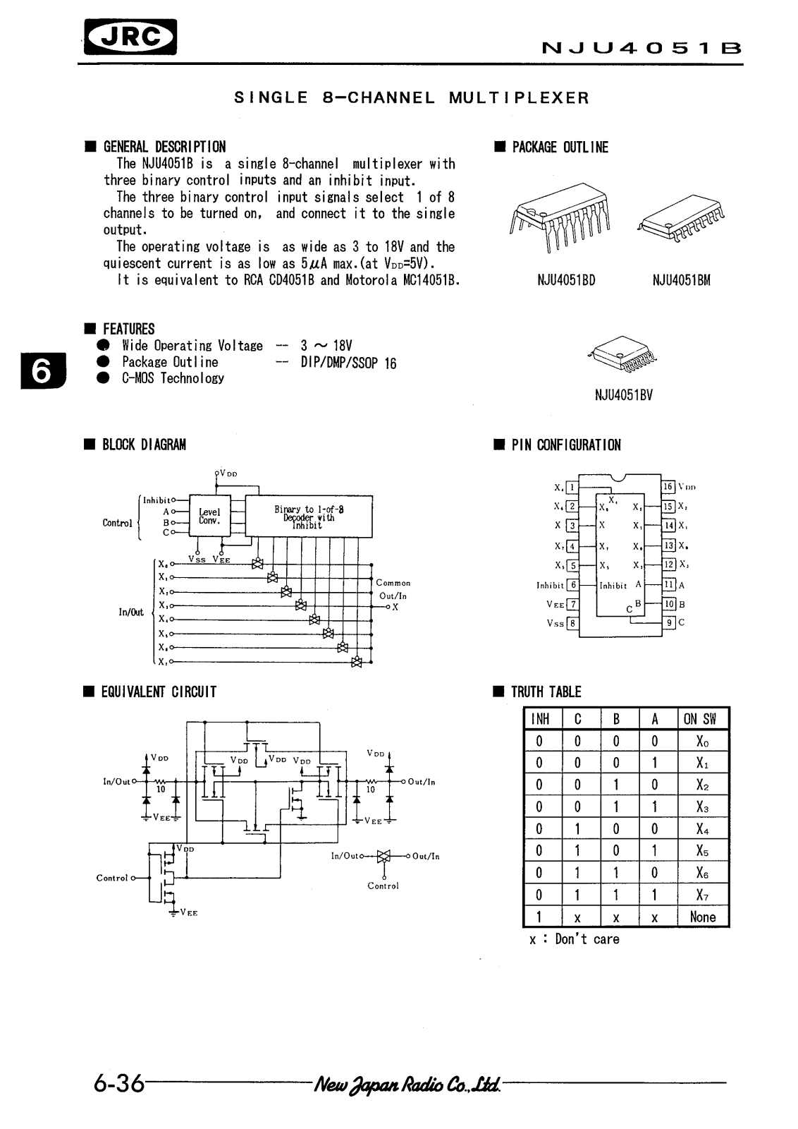 JRC NJU40518M, NJU40518V, NJU40518D Datasheet