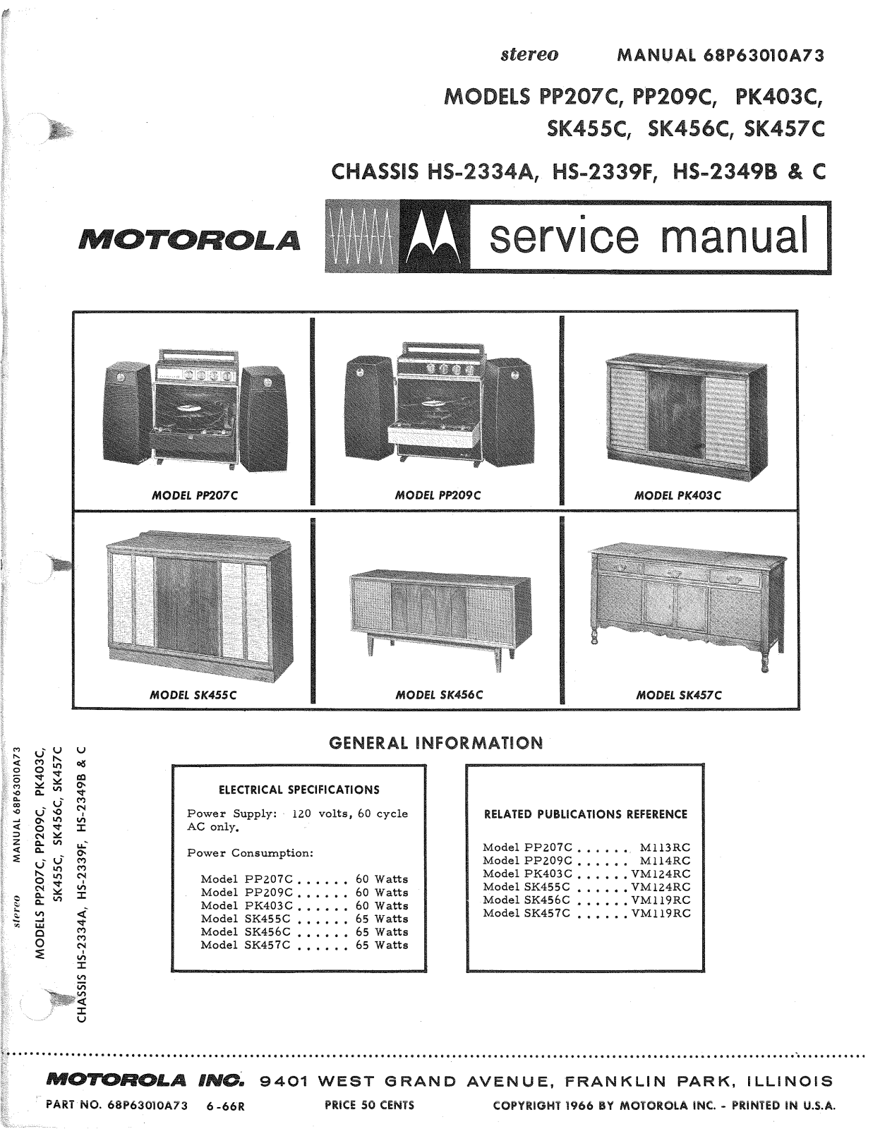 Moth Audio PK-403-C, PP-209-C, PP-207-C, SK-455-C, SK-456-C Service manual