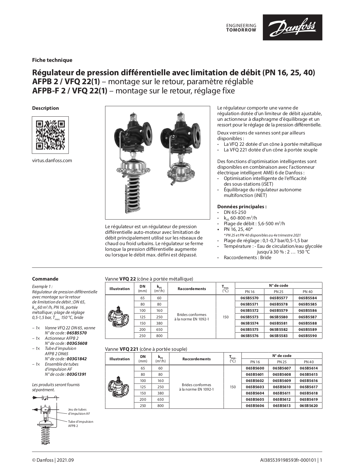 Danfoss VFQ 22, VFQ 221, AFPB 2, AFPB-F 2 Data sheet