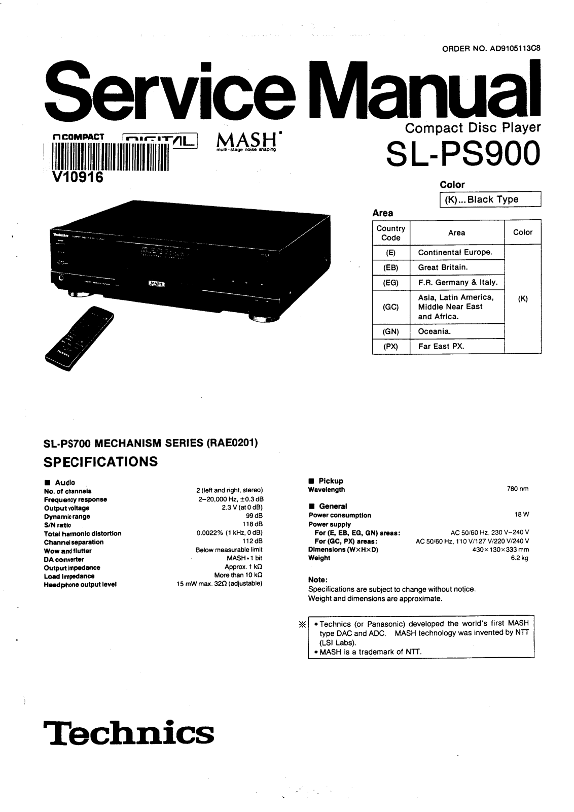 Technics SLPS-900 Service manual