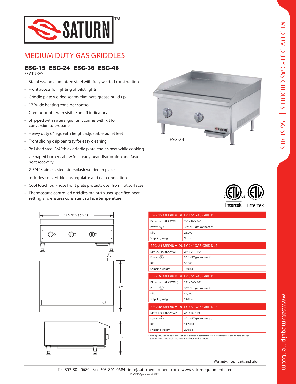 Saturn Equipment ESG-15 User Manual