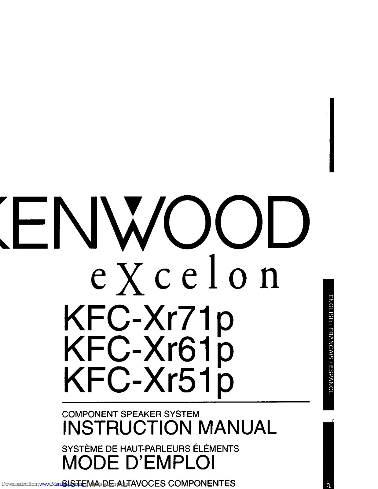 Kenwood Excelon KFC-XR51p, Excelon KFC-Xr61p Instruction Manual