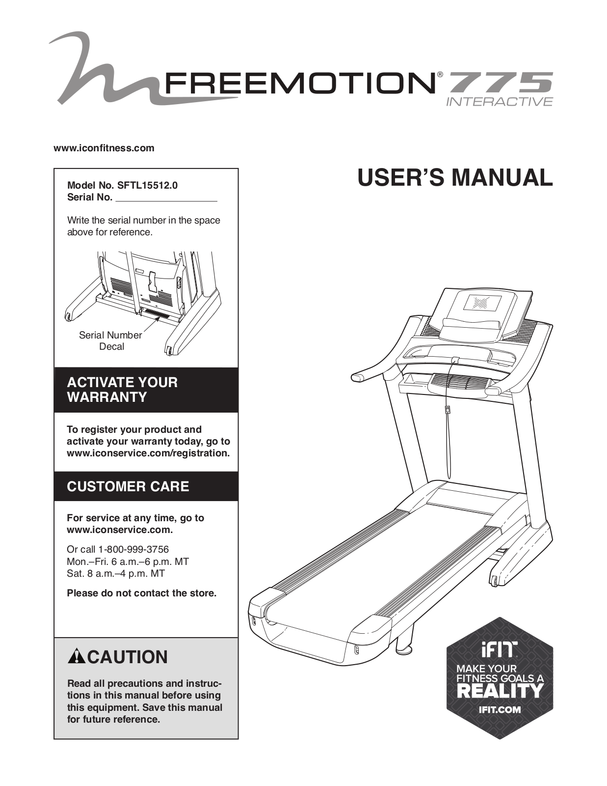 FreeMotion SFTL155120 Owner's Manual