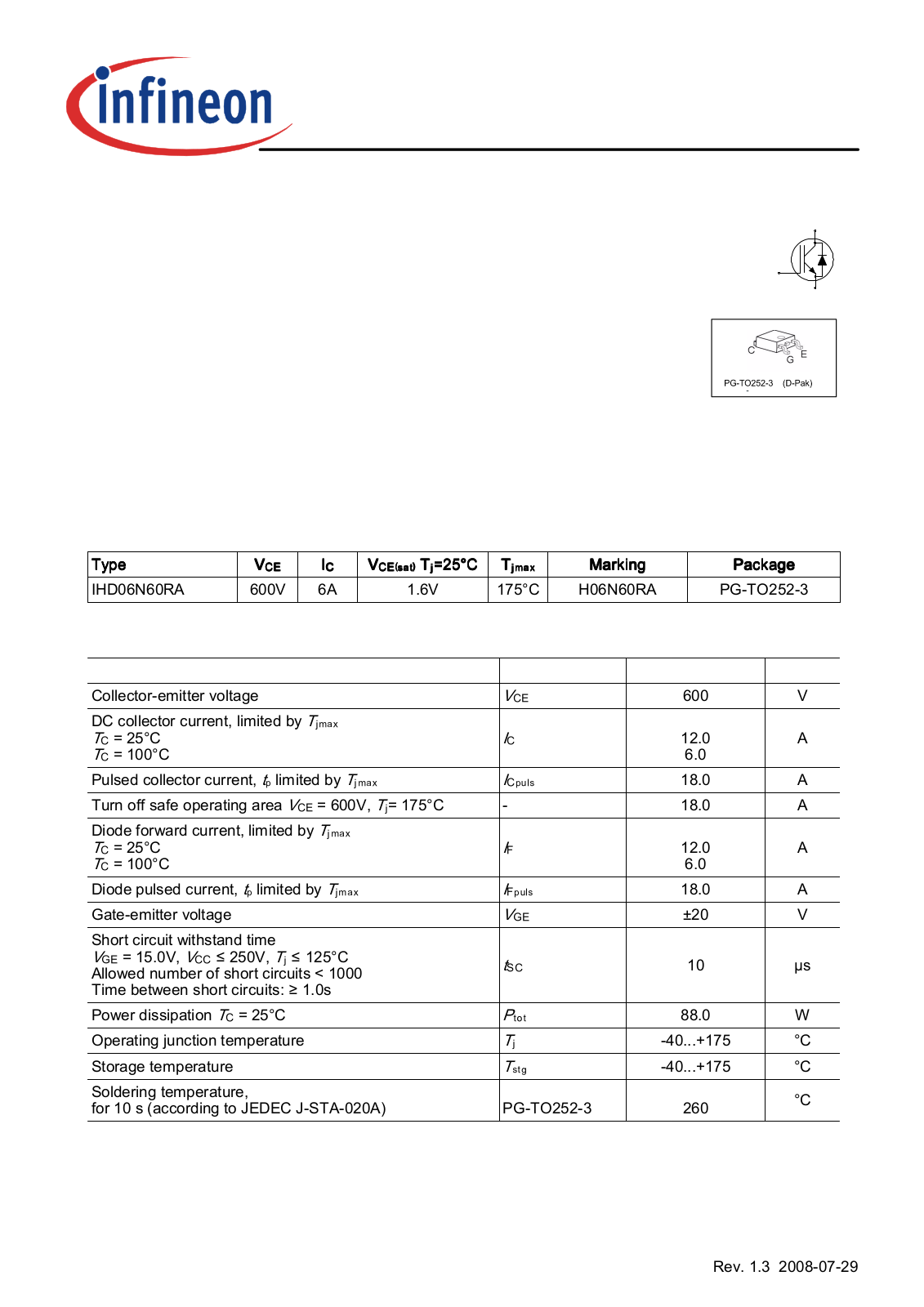 Datasheet ihd06n60ra_1_3 Datasheet - ManualMachine.com