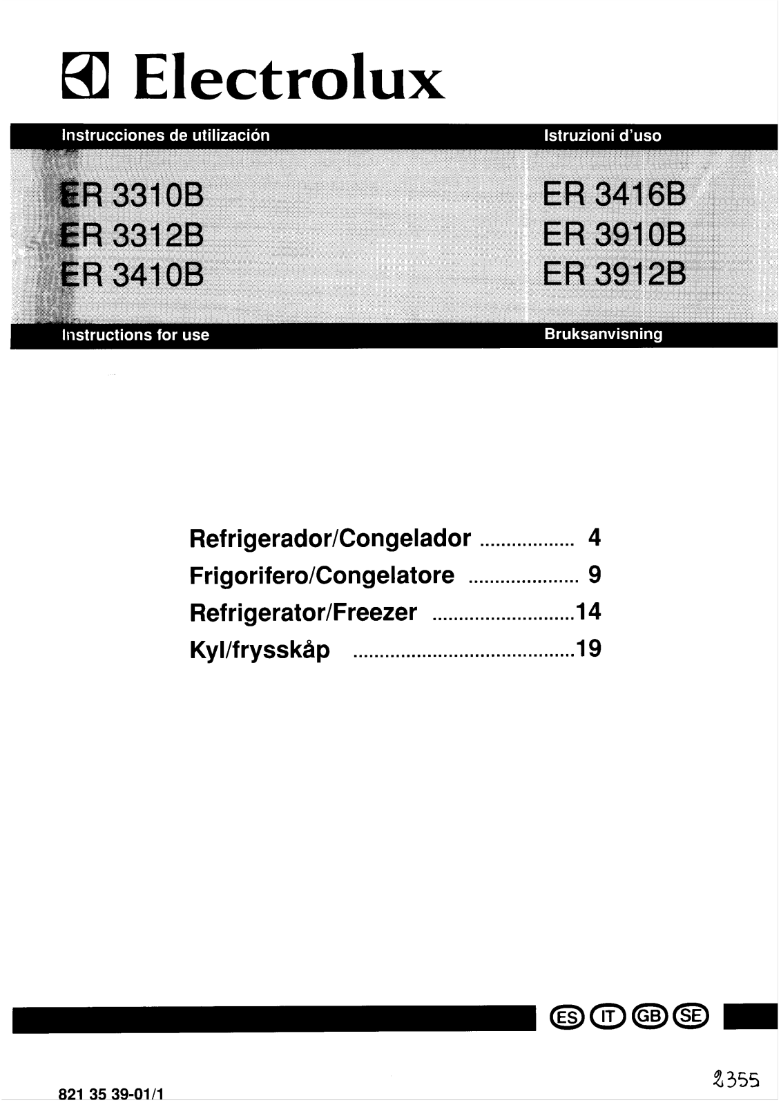 Electrolux ER3310B, ER3312B, ER3410B, ER3416B, ER3910B User Manual
