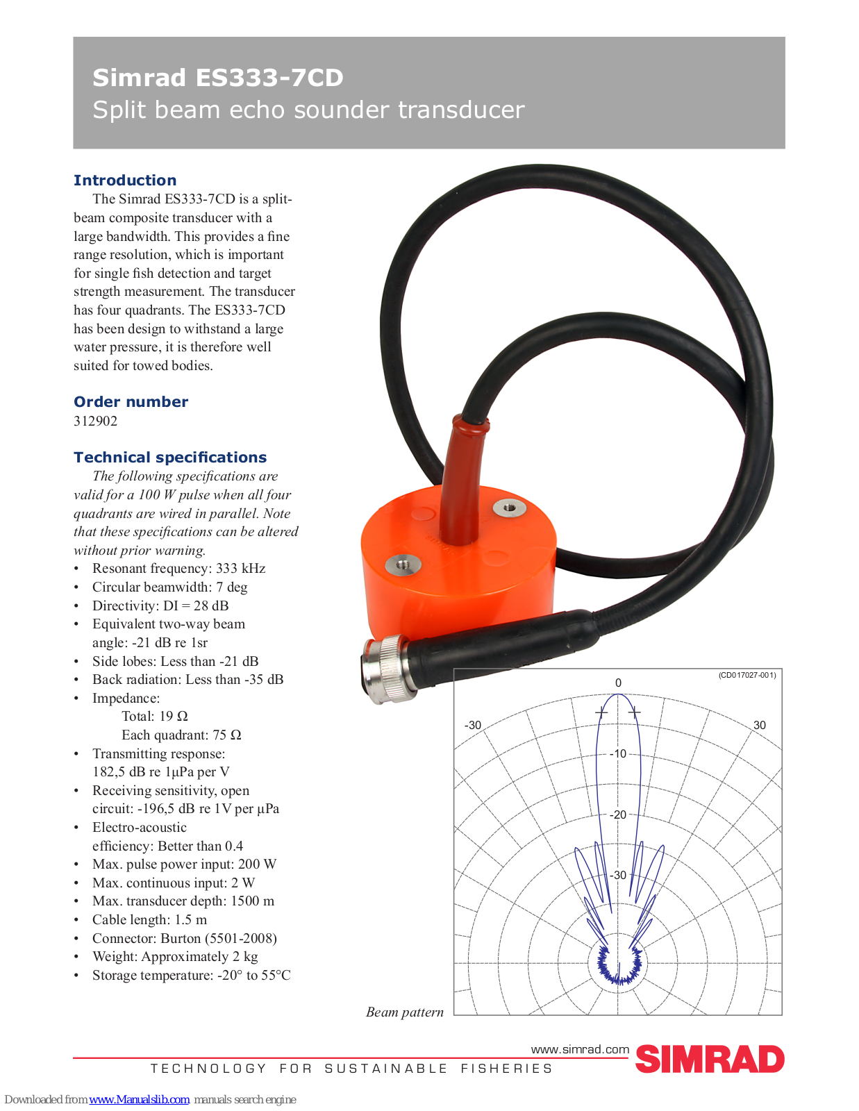 Simrad ES333-7CD - DATASHEET REV A Datasheet