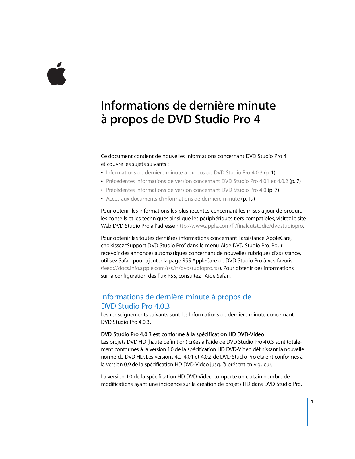 Apple DVD STUDIO PRO 4.0 INFORMATION Manual