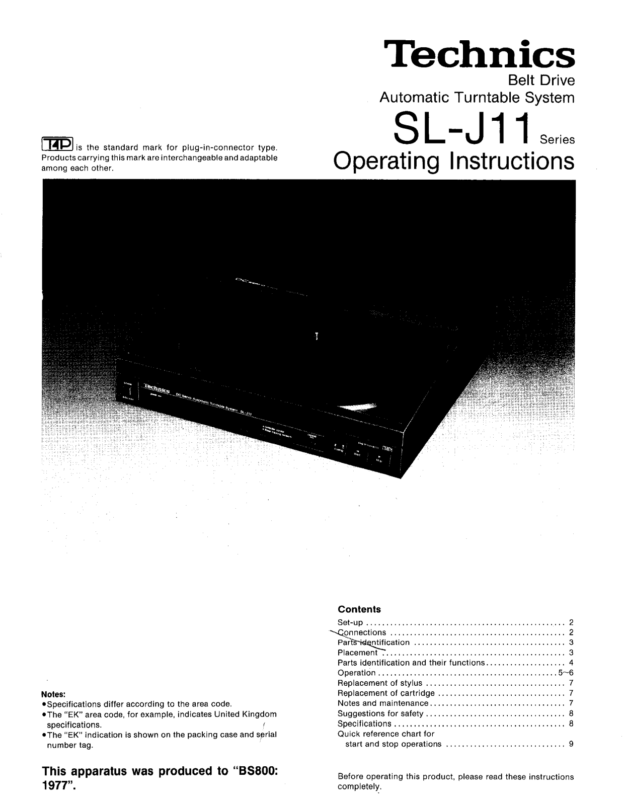 Technics SLJ-11 Owners manual