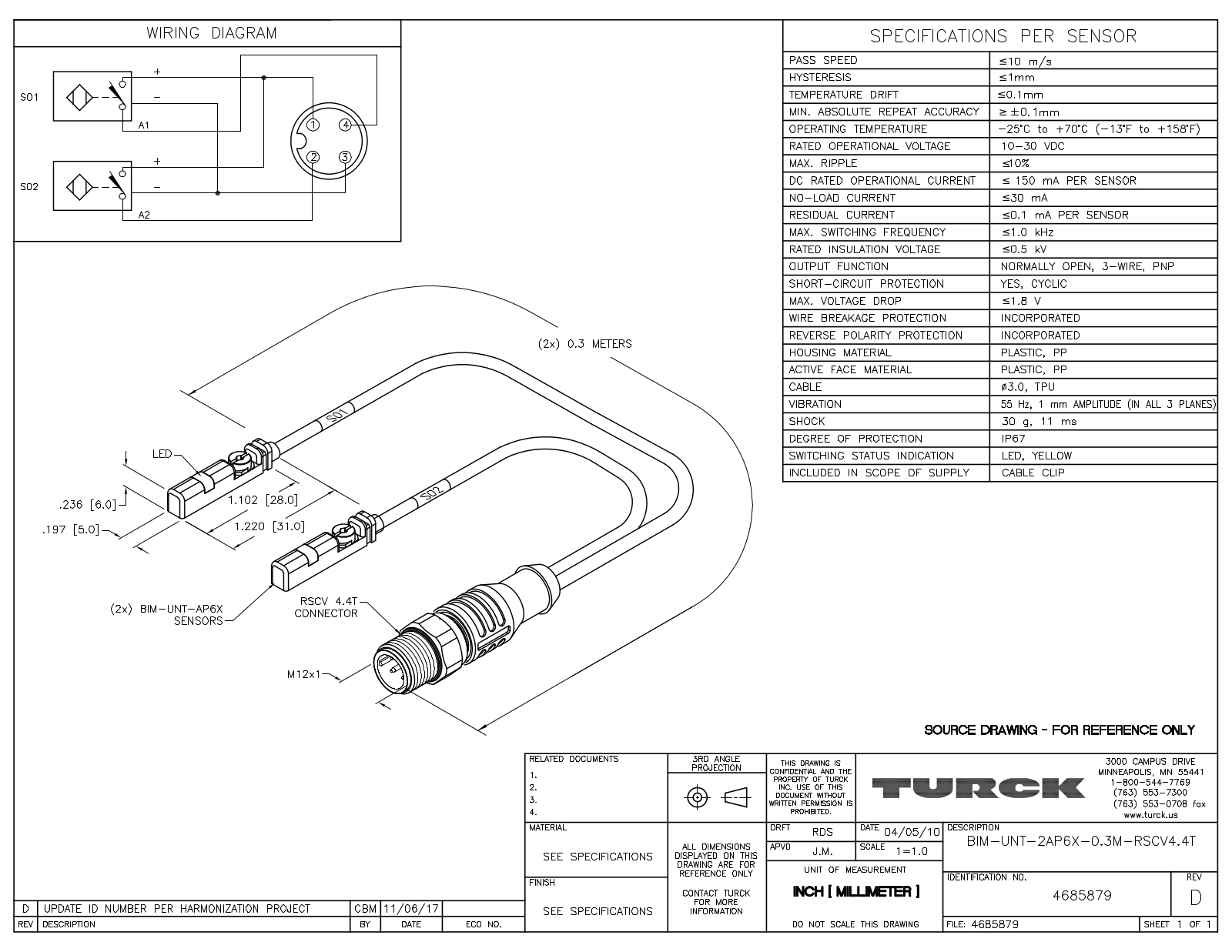 Turck BIM-UNT-2AP6X-0.3RSCV4.4T Data Sheet