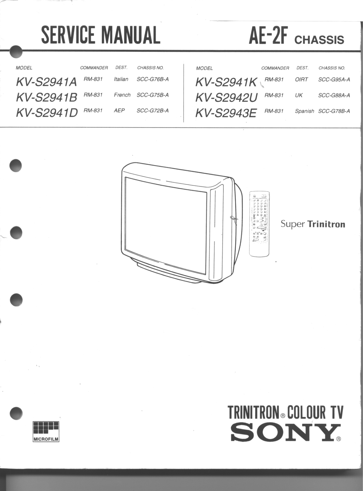 SONY KVS2941D, KVS2941A, KVS2941B, KVS2941K, KVS2942U SERVICE MANUAL part1